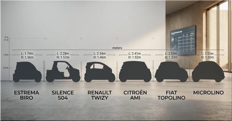 Birò, Silence S04, Twizy, Ami, Topolino, and Microlino